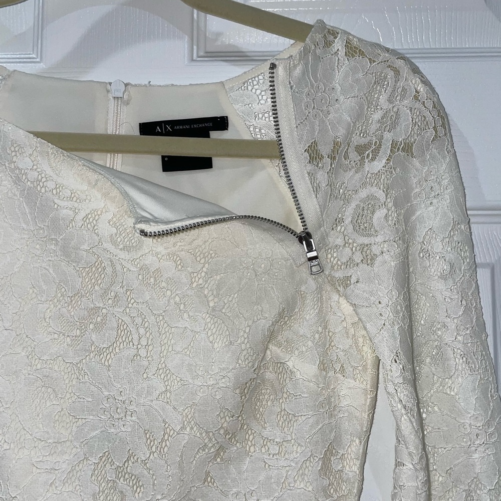 💰3 For $25 💰Armani Exchange Off White Lace Mini Dress SZ 0 - Picture 6 of 9